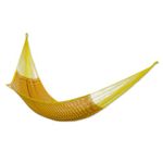 NOVICA Yellow Cotton and Nylon Mayan Hammock 'Saffron Sun' (Double)