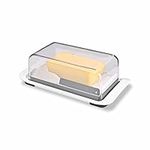 KITCHENDAO Butter Dish with Lid and Knife, Airtight Butter Container for Countertop and Refrigerator, Plastic Butter Keeper for West or East Coast Butter, Dishwasher Safe