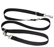 Adjustable Black Nylon Pet Dog Leash with Double Ended Hook Heavy Duty Durable Training Lead Walking Traction Rope for Traffic Pet Leading