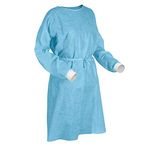 CUFF- SHIELD Non Woven Polypropylene Disposable Gown (Pack of 10 pcs, Color-Blue, Length-48inch, Knitted Cuff, Size-Regular fits all) - 40 GSM Spun-Bond Breathable Fabric