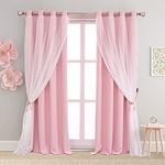 SOFJAGETQ Pink Curtains 84 inch Len