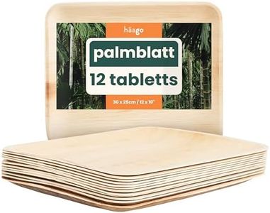 HAAGO 40 Rectangular Palm Leaf Trays 15x25cm - Eco-Friendly, Compostable & Disposable, Microwave & Freezer Safe for Outdoor Dining & Picnics (12" x 10" Rectangle, 12 Pack)