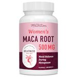 Maca Root Capsules for Women | 500MG Gelatinized Herbal Supplement to Support Energy, Hormone Balance, Menopause & Cycles | Third-Party Tested & Non-GMO | 4:1 Potent Maca for Women Extract | 90Ct