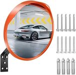 (2024 Newest) ovsor 12 Inches Convex Safety Mirror Adjusted Blind Spot View Range Corner Mirror, Sturdy Garage Mirror for Outdoor, Store, Parking Mirror(Orange)