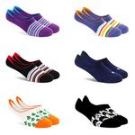 SockSoho Cotton No Show Funky Socks For Men | Pack Of 6 | (Color: Multicolor | Loafer Length | 7-12 Uk Size)