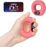 ADVWIN Hand Grip Strength Trainer, Fun Game Hand Grip Strengthener Ring with LED Counting Display, Connect APP, Non-Slip Gripper for All Ages Forearm Strengthener Stress Relieve Hand Injury Recovery Pink