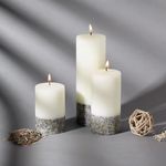 PROSPERRO LUMO Paraffin Wax By Parkash Candles Set Of 3 Fragrance Pillar Candles Marble Finish (White Lavender Petals)