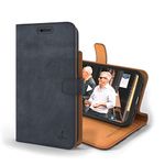 Snakehive Vintage Wallet for Apple iPhone 13 || Real Leather Wallet Phone Case || Genuine Leather with Viewing Stand & 3 Card Holder || Flip Folio Cover with Card Slot (Navy)