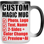 Personalized Color Changing Mug, Add Photo Text Logo Picture Image, 15oz Custom-ized Heat Sensitive Magic Tea-Cup, Gifts for Wife Husband Her Him Mom Birthday Wedding Anniversary Fathers Mothers Day