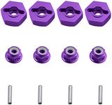 HobbyPark 12mm Aluminum Wheel Hex Drive Hub Adapters (4P) & M4 Locknuts (4P) for Redcat Racing ExceedRC HSP Himoto RC Hobby Car Accessories Purple