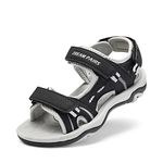 DREAM PAIRS Kids Sandals Boys Girls Open-Toe Outdoor Summer Sport Sandals(Toddler/Little Kid/Big Kid),Size 1 Little Kid,Black/Light/Grey,170891_K