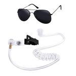 Spy Earpiece Headphones Spy Costume Women Men In-Black Costume Accessories Props Spy Gear Glasses Men-In Black Props,Security Guard Secret Agent Costume With Earpiece Earplugs For Mib Fbi Costume