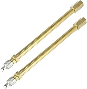 X AUTOHAUX 2pcs 140mm/5.51" Long Brass Auto Tire Valve Extension Adaptor Air Tyre Stem Extender Inflation Stright Bore for Car Truck Motorcycle Bike Scooter
