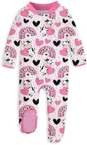 uideazone Baby Girls Pajamas 3-6 Months Cow Clothes Outfit Pink Zipper Sleepers One Piece Jumpsuit for Sleep and Play