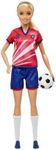 Barbie Careers Fashion Doll & Accessory, Soccer Player with Blonde Ponytail, #9 Uniform, Tall Socks, Cleats & Ball, HCN17