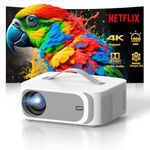 [1000ANSI/Built-in-Apps/25W Dolby Audio] Smart Projector 4K, Mini Projector Bluetooth 5.2 & WiFi 6: 4D/4P Keystone+Auto Focus, Native 1080P, HDR10+, Lisowod Portable Projecteur for Outdoor Movie
