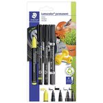 STAEDTLER Lumocolor Permanent Marker Set, Special Application for Multiple Surfaces with Assorted Tips, 4 Pieces on Blister Card