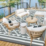 Capslpad 180x270cm Large Outdoor Rug Reversible RV Camping Mat Outdoor Patio Rug Plastic Straw Rug Large Outside Floor Mat for RV Camper Trailer Backyard Porch Picnic Beach Deck Terrace Garden Decor