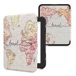 kwmobile Case Compatible with Barnes & Noble Nook Glowlight 4 / 4e - Case PU e-Reader Cover - Travel Black / Multicolor