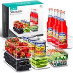 Stackable Refrigerator Organizer Bins - Clear Storage Bins For Kitchen Pantry & Freezer Fridge Organization - Plastic Food Organizing Containers With Handles For Countertops, Drawers - (6 Pack)