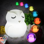 Glinrui Night Lights Room Decor Bedside Light Children Silicone Nursery Lamp for Breastfeeding Bedroom Lights - Eye Caring, Adjustable Brightness & Color, Time Setting, Holiday Gifts - Medium Owl