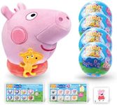 Peppa Pig MiraBall Mystery Expandable MAXI Plush to Unbox, Collectible Squishy and Soft Plush with 4 Surprise, Limited Edition, Great Toy Gift for Kids Aged 3+ (4-Pack)