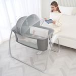R for Rabbit Lullabies Smart 4 in 1 Automatic Swing Electric Baby Cradle, Convertible Cot Bedside Bassinet and Playpen with Remote Control, Bluetooth, Timer & Music for Kids 0-2 Year Upto 15 KG (Grey)