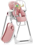 Sweety Fox Baby High Chair Adjustable to 7 Different Heights - Pink Baby Chair - Silla para Comer de Bebe - Foldable High Chairs for Babies and Toddlers