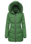 MOERDENG Women's Winter Windproof Warm Down Coats Waterproof Thicken Hooded fashions Puffer Jacket Green 06-L