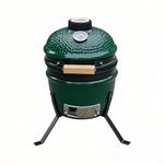 Alivio Kamado 13" Ceramic Mini BBQ Grill Smoker Egg Charcoal Cooking Oven, Portable Oven and Smoker with Stand (Green)