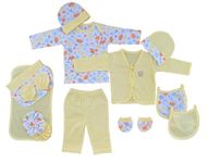 My Tiny Wear Full Sleeves New Born Baby Gift Set, Infant Clothing Gift Set, Essentials kit, Cotton Set, Suit Set, Just Born, Dress, Boy, Girls, 14 Pieces | Items | Products, 0-3 Months (Yellow)