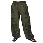 Siamrose Yoga Harem Pants Men Women Casual Baggy Lounge Pants 2 Big Pockets, Olive, One Size