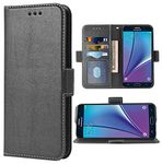 Phone Case for Samsung Galaxy Note 5 Folio Flip Wallet Case,PU Leather Credit Card Holder Slots Heavy Duty Full Body Protection Kickstand Protective Phone Cover for Glaxay Not Note5 Men Black