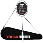 TANSO Methane 1.0 Full Graphite Ultra Light Weight Carbon Fibre Strung Badminton Racket with Free Full Racquet Cover (72 Grams, 32 Lbs Tension, Strung with premium strings) (Navy)