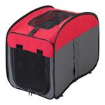 Iris Ohyama, Foldable pet house, Portable Fold Pet Crate, 2 large zipper openings, well ventilated, for cat & dog , DCC1143C S, Red