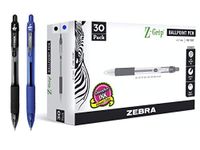 Zebra Pen Z-Grip Retractable Ballpoint Pen, Fine Point, 0.7mm, Black/Blue Ink, 30-Pack, Assorted, 25330