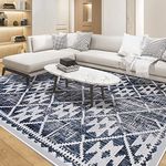 Leesentec Area Rugs 6×9 for Living Room/Bedroom/Dining Room Non-Slip Washable Rug Modern Soft Rugs, Carpet Floor Mat Home Decorative (Navy Blue/Ivory, 6'6" x 9'10"（200×300cm）)