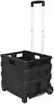 Grocery Basket Foldable Shopping Cart Trolley Pack & Roll Folding Crate Portable