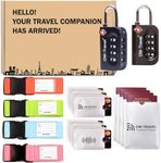 OW-Travel Essentials Men. Holiday Accessories for Abroad and Holiday Travel Essentials for Flying in a Box. Travel Gifts for Men and Birthday Presents: TSA Locks Luggage Straps RFID Sleeves