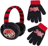 Disney Winter Earmuffs Warmers and Kids Gloves Sets, Minnie Mouse, Black, Little Girls, Ages 4-7, Black