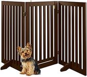 Best Choice Products 31.5in 3-Panel Freestanding Wooden Pet Gate w/Walk Through Door, Adjustable Pen, Support Feet - Espresso