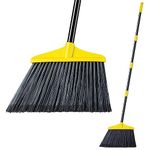 Lifewit Outdoor/Indoor Broom Heavy Duty, Sweeping Soft Floor Brush with 53" Extendable Long Handle, Household Angle Corner Brooms for Kitchen, Patio, Garage, Deck, Lobby, Courtyard, Yellow