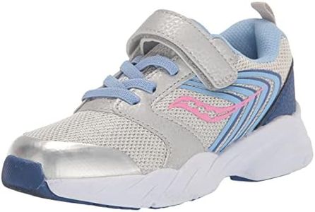 Saucony Unisex-Child Wind FST Alternative Closure Sneaker, Silver/Blue/Pink, 10.5 Little Kid