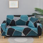Story@Home Sofa Cover 3 Seater Fully Covered Stretchable Polyester Elastic Sofa Cover 3 Seater | Navy Blue & Black Abstract Design 3 Seater Sofa Cover for Living Room & Create Your Own Customized Set
