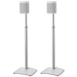 SANUS Adjustable Height Wireless Speaker Stands Designed for SONOS ONE, ONE SL, Play:1, and Play:3 - Tool-Free Height Adjust Up to 16" with Built in Cable Management - White Pair - WSSA2-W1