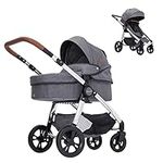 HTI Premium Celuna Vogue Pram Pushchair With 3 Modes Including Dolls Pram, Pushchair And Bassinet Cot Children's Pram Toy With Adjustable Height Handle And Multiple Seating Options Ages 3+ (1423903)