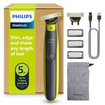 Philips OneBlade 360 Authentic Electric Beard Trimmer and Shaver, 2X 360 Blades, 3X Stubble Comb (1,3,5mm), QP2724/31