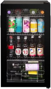 Russell Hobbs Undercounter Fridge 93 Litre/90 Can Undercounter Freestanding Beverage/Drinks Wine Fridge for Beer in Black, LED Light, Drinks & Snacks Glass Door, 2 Year Guarantee RH48BC101B