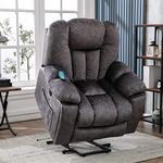 Massage Lift Recliner Chair Heat & Vibration Power:Comfort and Safety for Elderly,Heavy-Duty Motion Reclining Mechanism,Antiskid Fabric Sofa with Contemporary Overstuffed Design 96*95*100CM Dark Gray