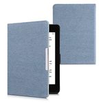 kwmobile Cover Compatible with Amazon Kindle Paperwhite - Case for E-Reader - Denim Look Fabric Flip Case - Light Blue